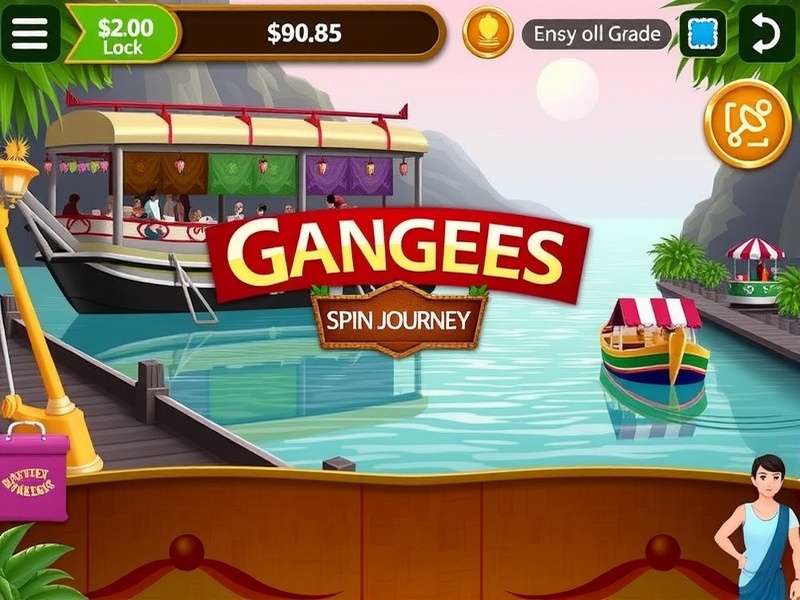 Ganges Spin Journey main gameplay scene Ganges Spin Journey game screenshot showing the river and characters